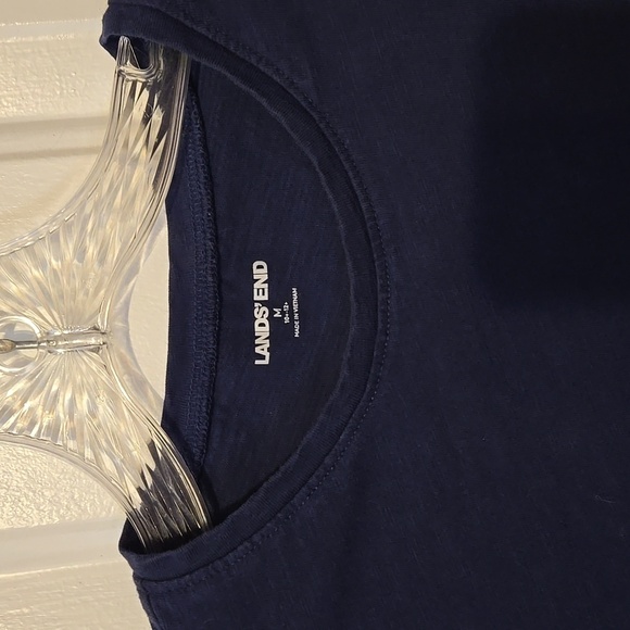 Lands End, Top, Tunic, Navy, Purple Tie, Elastic Waist, Scoop Neck Line, Casual - Picture 6 of 7